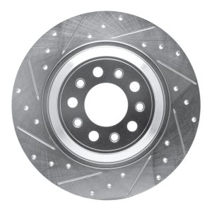 Jeep Cherokee Brake Rotor (1) - Rear Left - R1 Concepts - Drilled & Slotted - Silver - `14-`23